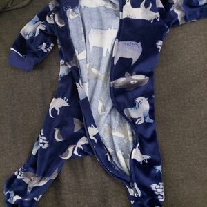 Cozy Blue Animal Print Baby Onesie